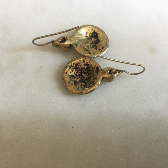 French Hook Black & Brass  Tone Earrings - Picture 2 of 4